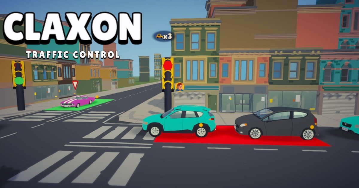 A Claxon crossing with cars waiting at red