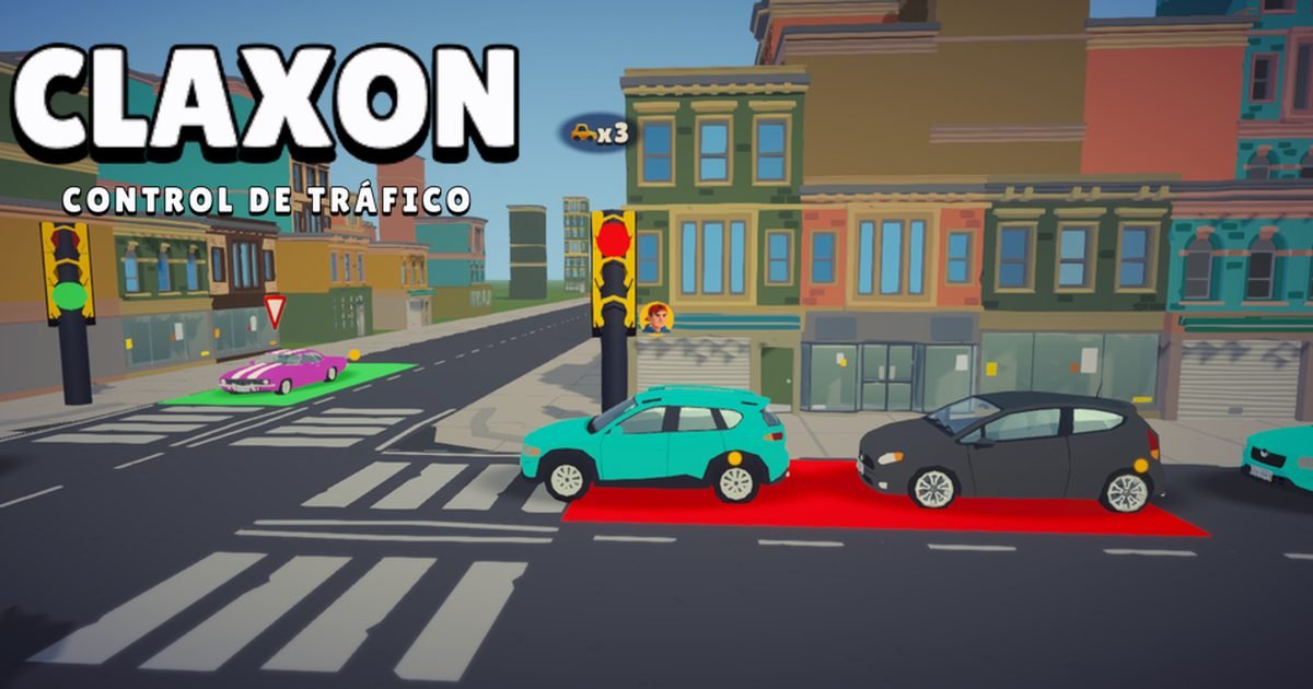 Claxon: un cruce de una ciudad de juguete con semáforos y coches
